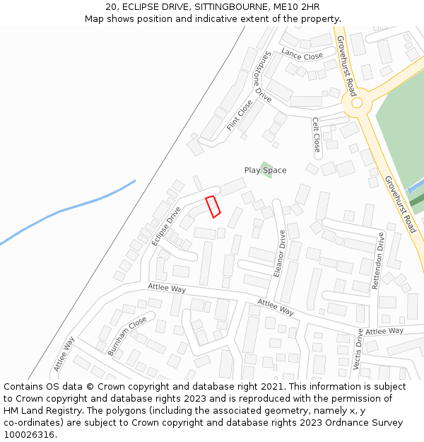 20, ECLIPSE DRIVE, SITTINGBOURNE, ME10 2HR: Location map and indicative extent of plot