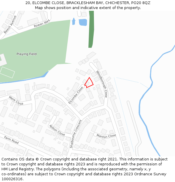 20, ELCOMBE CLOSE, BRACKLESHAM BAY, CHICHESTER, PO20 8QZ: Location map and indicative extent of plot