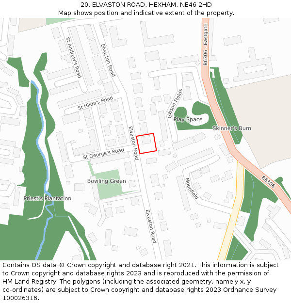 20, ELVASTON ROAD, HEXHAM, NE46 2HD: Location map and indicative extent of plot