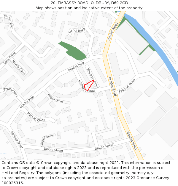 20, EMBASSY ROAD, OLDBURY, B69 2GD: Location map and indicative extent of plot