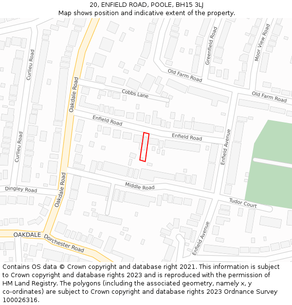 20, ENFIELD ROAD, POOLE, BH15 3LJ: Location map and indicative extent of plot