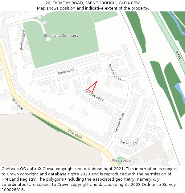 20, FARADAY ROAD, FARNBOROUGH, GU14 8BW: Location map and indicative extent of plot