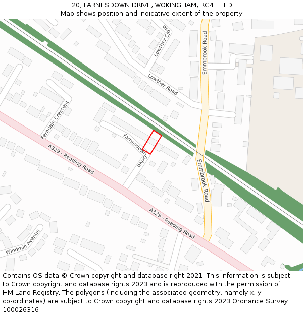20, FARNESDOWN DRIVE, WOKINGHAM, RG41 1LD: Location map and indicative extent of plot