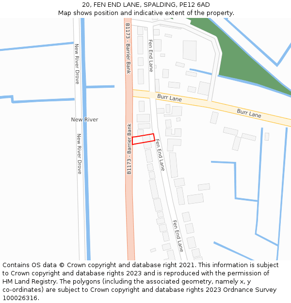 20, FEN END LANE, SPALDING, PE12 6AD: Location map and indicative extent of plot