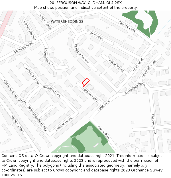 20, FERGUSON WAY, OLDHAM, OL4 2SX: Location map and indicative extent of plot