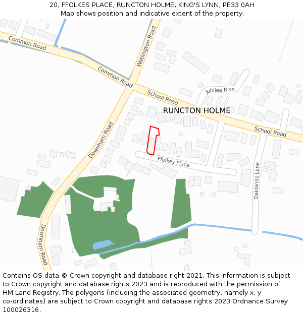 20, FFOLKES PLACE, RUNCTON HOLME, KING'S LYNN, PE33 0AH: Location map and indicative extent of plot