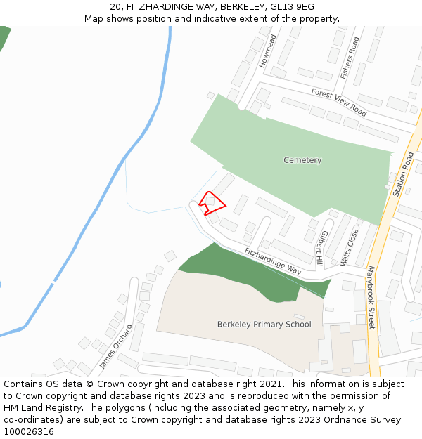 20, FITZHARDINGE WAY, BERKELEY, GL13 9EG: Location map and indicative extent of plot