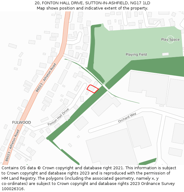 20, FONTON HALL DRIVE, SUTTON-IN-ASHFIELD, NG17 1LD: Location map and indicative extent of plot