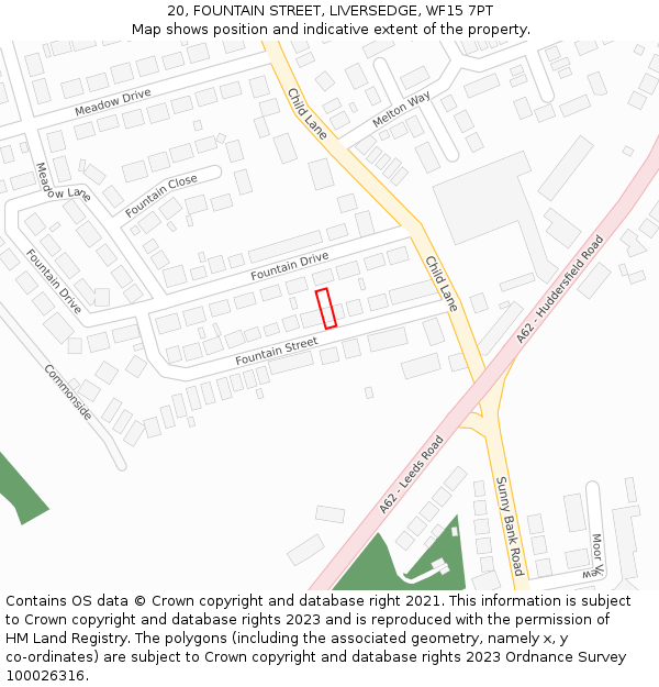 20, FOUNTAIN STREET, LIVERSEDGE, WF15 7PT: Location map and indicative extent of plot