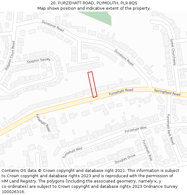 20, FURZEHATT ROAD, PLYMOUTH, PL9 8QS: Location map and indicative extent of plot