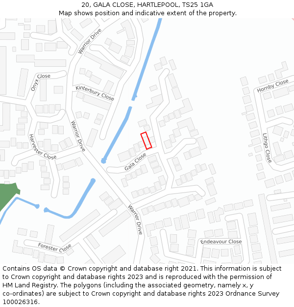 20, GALA CLOSE, HARTLEPOOL, TS25 1GA: Location map and indicative extent of plot