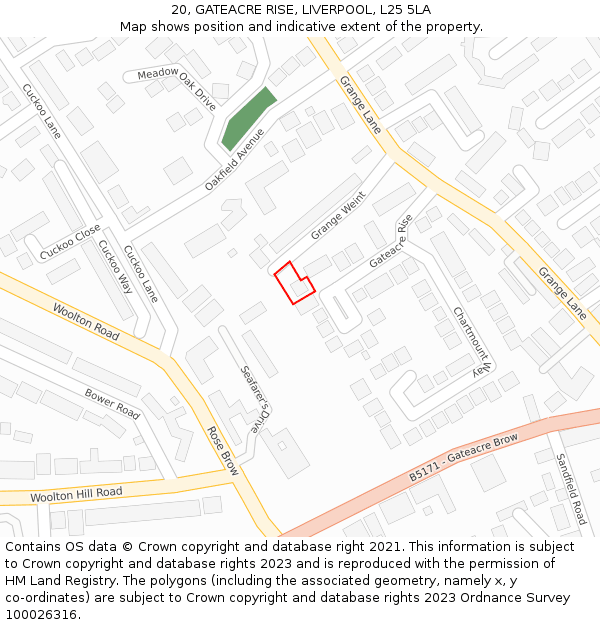 20, GATEACRE RISE, LIVERPOOL, L25 5LA: Location map and indicative extent of plot