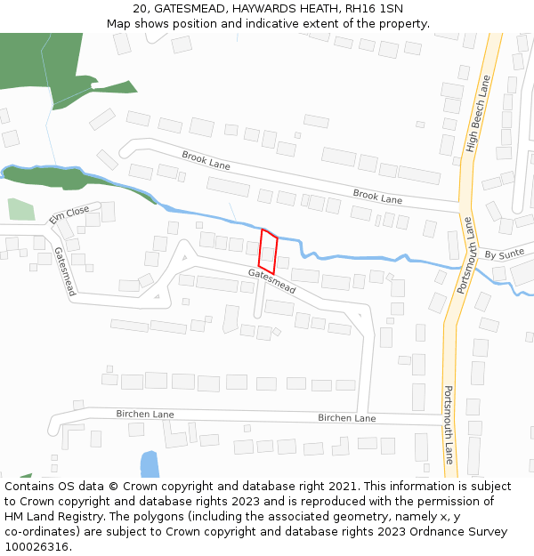 20, GATESMEAD, HAYWARDS HEATH, RH16 1SN: Location map and indicative extent of plot