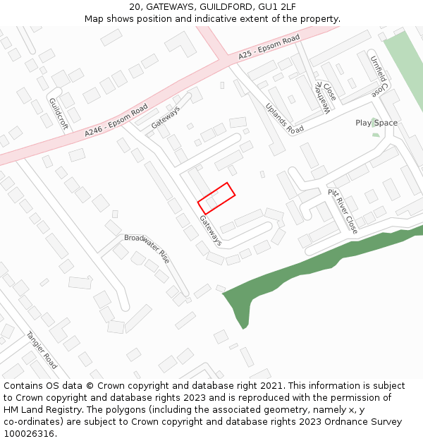 20, GATEWAYS, GUILDFORD, GU1 2LF: Location map and indicative extent of plot