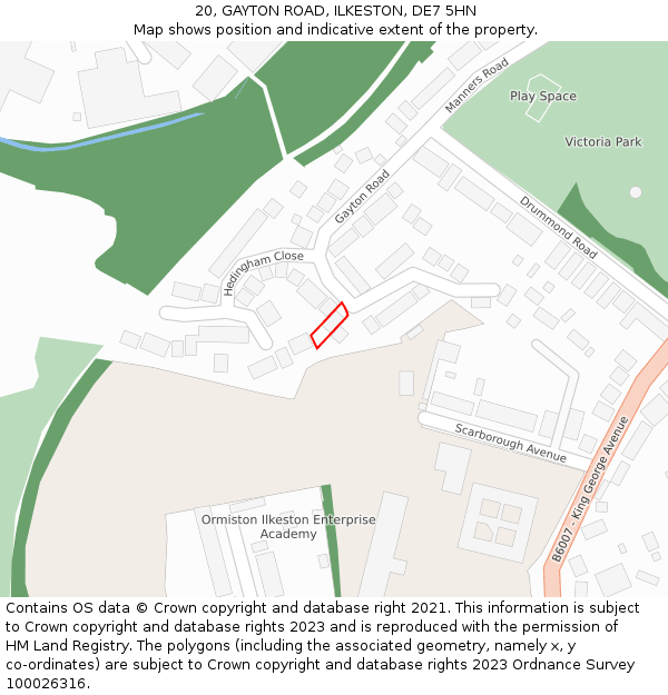 20, GAYTON ROAD, ILKESTON, DE7 5HN: Location map and indicative extent of plot