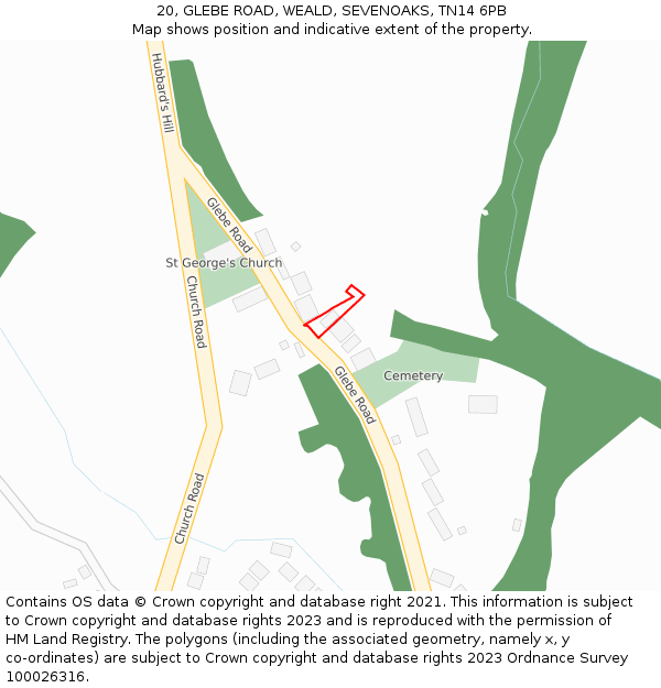 20, GLEBE ROAD, WEALD, SEVENOAKS, TN14 6PB: Location map and indicative extent of plot