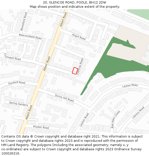 20, GLENCOE ROAD, POOLE, BH12 2DW: Location map and indicative extent of plot