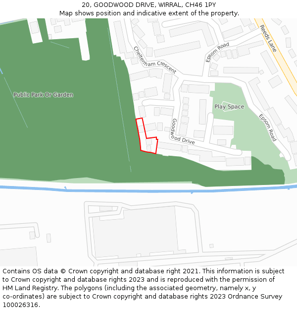 20, GOODWOOD DRIVE, WIRRAL, CH46 1PY: Location map and indicative extent of plot