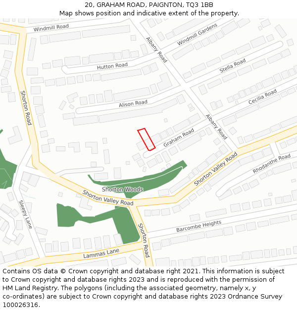 20, GRAHAM ROAD, PAIGNTON, TQ3 1BB: Location map and indicative extent of plot