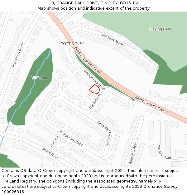 20, GRANGE PARK DRIVE, BINGLEY, BD16 1NJ: Location map and indicative extent of plot