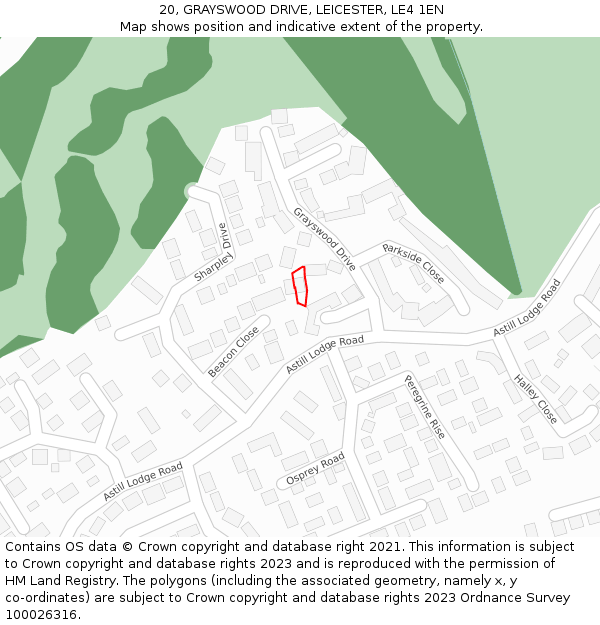 20, GRAYSWOOD DRIVE, LEICESTER, LE4 1EN: Location map and indicative extent of plot