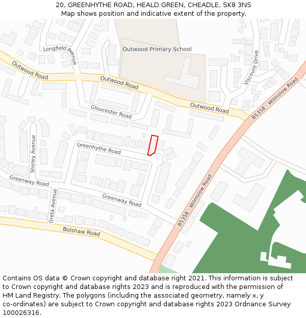 20, GREENHYTHE ROAD, HEALD GREEN, CHEADLE, SK8 3NS: Location map and indicative extent of plot