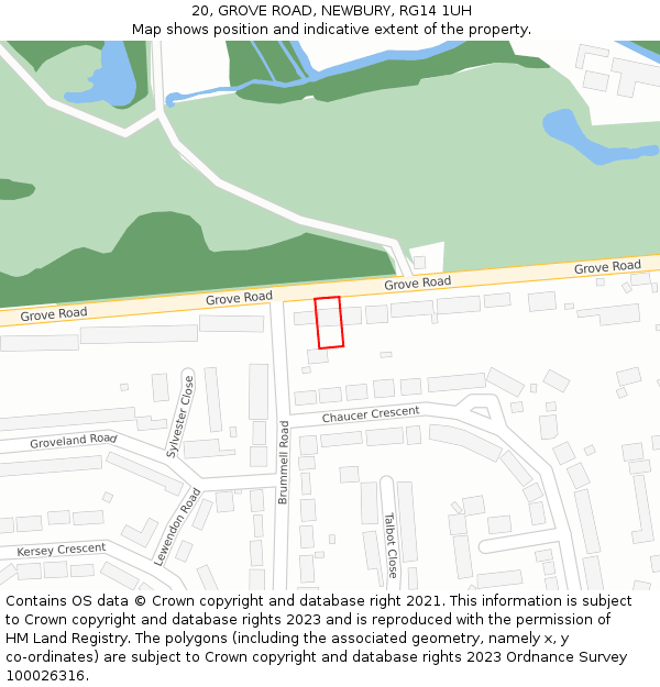 20, GROVE ROAD, NEWBURY, RG14 1UH: Location map and indicative extent of plot