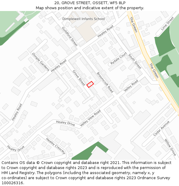 20, GROVE STREET, OSSETT, WF5 8LP: Location map and indicative extent of plot