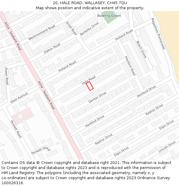 20, HALE ROAD, WALLASEY, CH45 7QU: Location map and indicative extent of plot