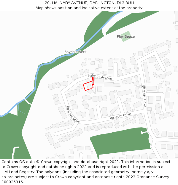 20, HALNABY AVENUE, DARLINGTON, DL3 8UH: Location map and indicative extent of plot