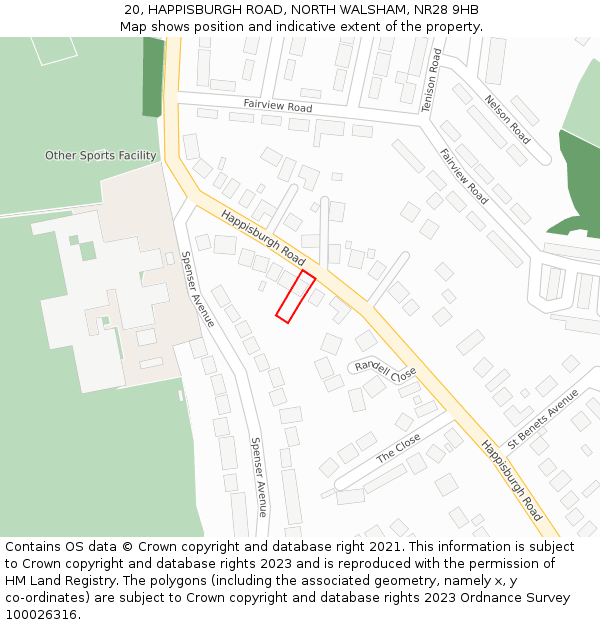 20, HAPPISBURGH ROAD, NORTH WALSHAM, NR28 9HB: Location map and indicative extent of plot