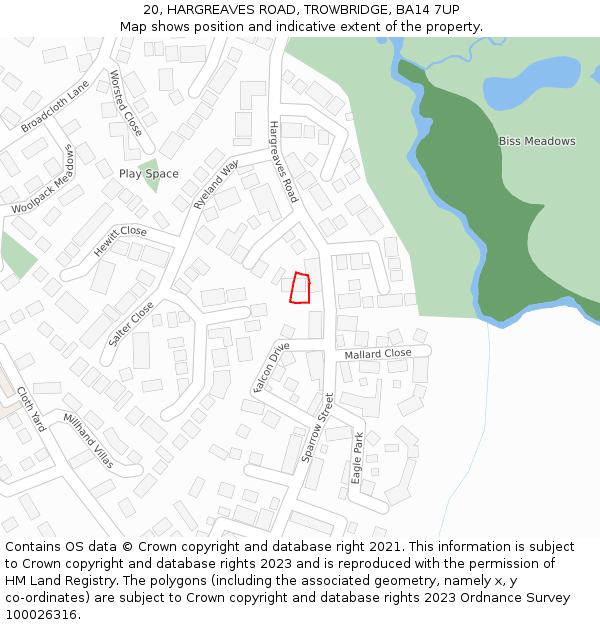 20, HARGREAVES ROAD, TROWBRIDGE, BA14 7UP: Location map and indicative extent of plot