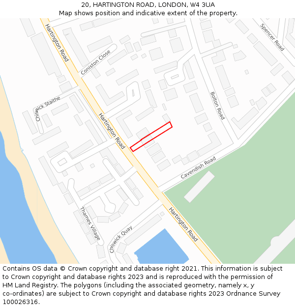 20, HARTINGTON ROAD, LONDON, W4 3UA: Location map and indicative extent of plot