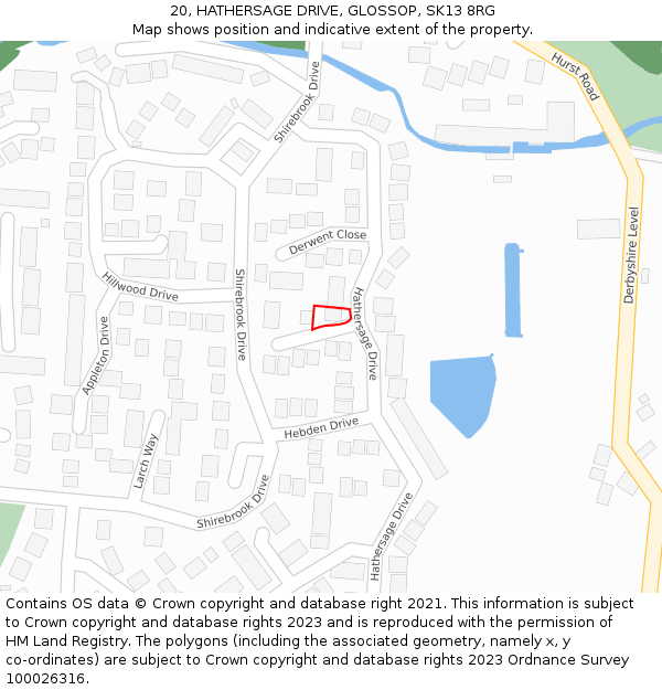 20, HATHERSAGE DRIVE, GLOSSOP, SK13 8RG: Location map and indicative extent of plot