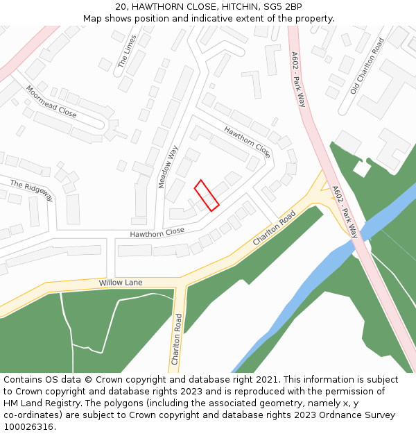 20, HAWTHORN CLOSE, HITCHIN, SG5 2BP: Location map and indicative extent of plot