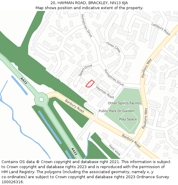 20, HAYMAN ROAD, BRACKLEY, NN13 6JA: Location map and indicative extent of plot