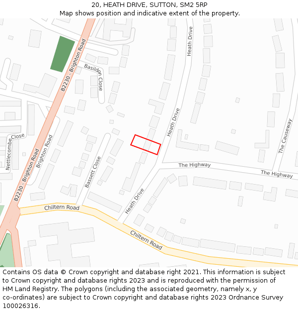 20, HEATH DRIVE, SUTTON, SM2 5RP: Location map and indicative extent of plot