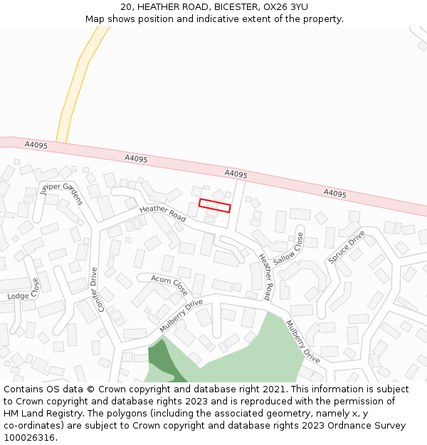 20, HEATHER ROAD, BICESTER, OX26 3YU: Location map and indicative extent of plot