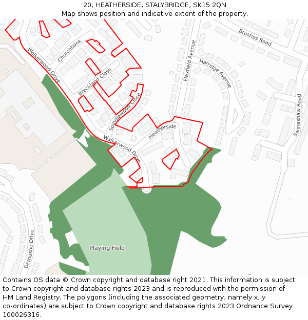 20, HEATHERSIDE, STALYBRIDGE, SK15 2QN: Location map and indicative extent of plot