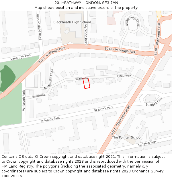 20, HEATHWAY, LONDON, SE3 7AN: Location map and indicative extent of plot