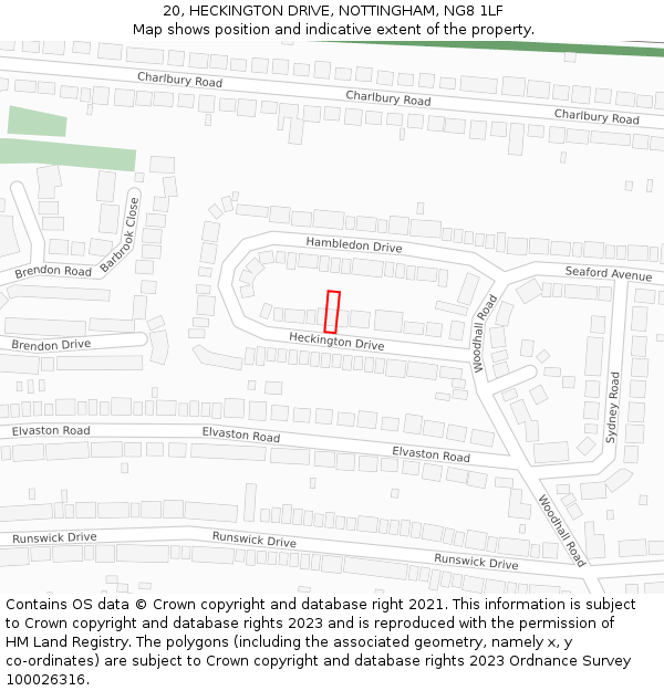 20, HECKINGTON DRIVE, NOTTINGHAM, NG8 1LF: Location map and indicative extent of plot