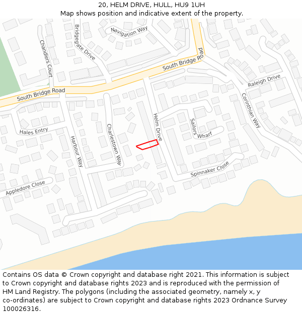 20, HELM DRIVE, HULL, HU9 1UH: Location map and indicative extent of plot