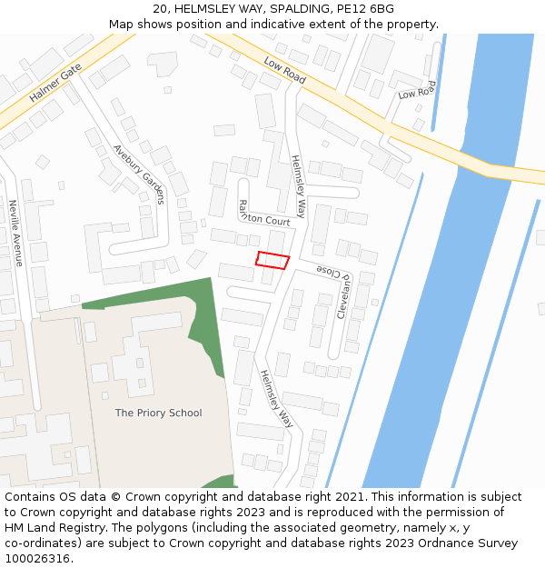 20, HELMSLEY WAY, SPALDING, PE12 6BG: Location map and indicative extent of plot