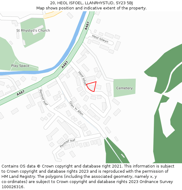 20, HEOL ISFOEL, LLANRHYSTUD, SY23 5BJ: Location map and indicative extent of plot