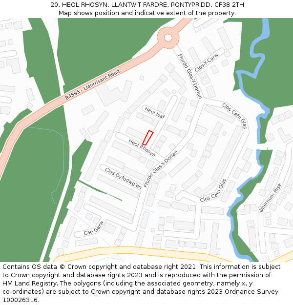 20, HEOL RHOSYN, LLANTWIT FARDRE, PONTYPRIDD, CF38 2TH: Location map and indicative extent of plot