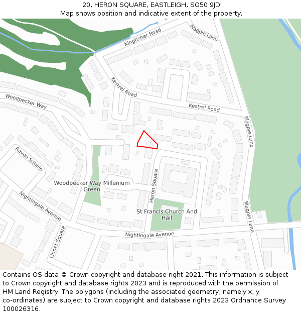 20, HERON SQUARE, EASTLEIGH, SO50 9JD: Location map and indicative extent of plot