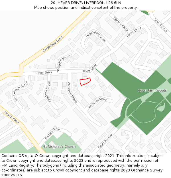 20, HEVER DRIVE, LIVERPOOL, L26 6LN: Location map and indicative extent of plot