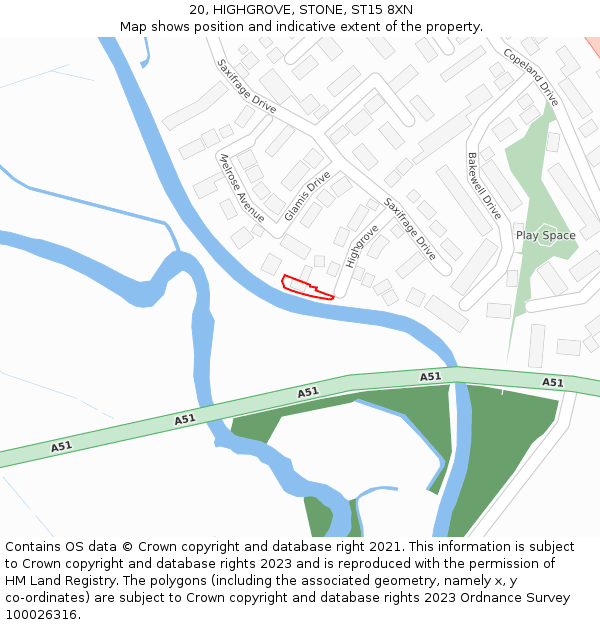 20, HIGHGROVE, STONE, ST15 8XN: Location map and indicative extent of plot