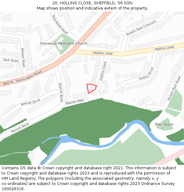 20, HOLLINS CLOSE, SHEFFIELD, S6 5GN: Location map and indicative extent of plot