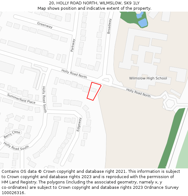 20, HOLLY ROAD NORTH, WILMSLOW, SK9 1LY: Location map and indicative extent of plot